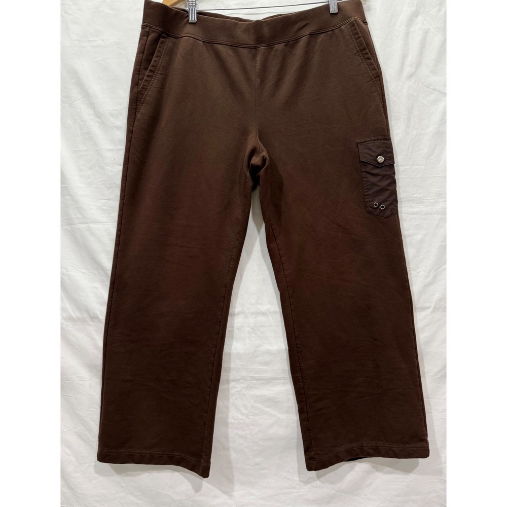 Lauren Active Ralph Lauren Brown Cargo Wide Leg Sweatpants XL Fleece Lounge